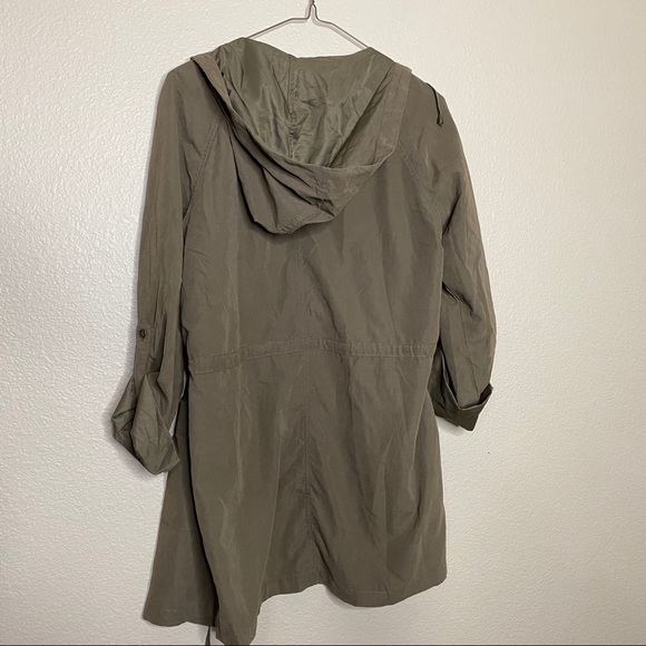 Love Tree Trench Coat Hoodie Olive Green Medium - Picture 6 of 7